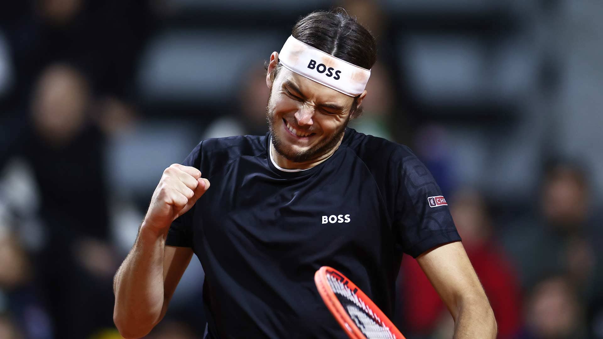 Taylor Fritz celebrates during his third-round clash against Thanasi Kokkinakis on Saturday at Roland Garros.
