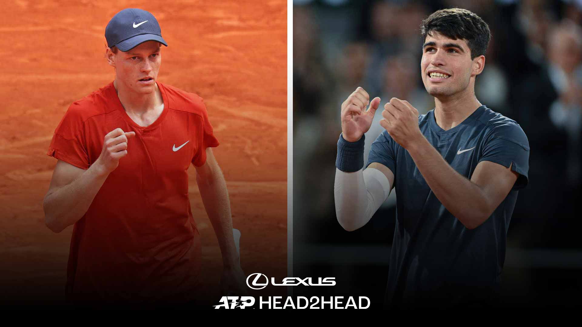 Jannik Sinner and Carlos Alcaraz meet at a Grand Slam for the third time (1-1).