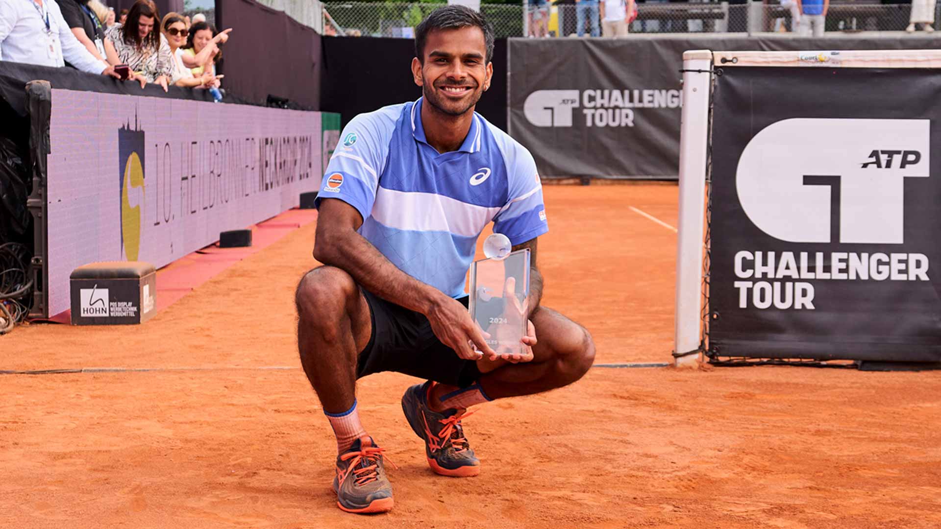 Sumit Nagal wins the ATP Challenger Tour 100 event in Heilbronn, Germany.