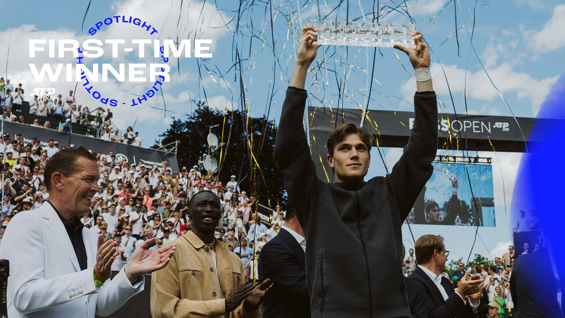 Jack Draper celebrates his first ATP Tour title on Sunday in Stuttgart, where he defeated Matteo Berrettini in the final.