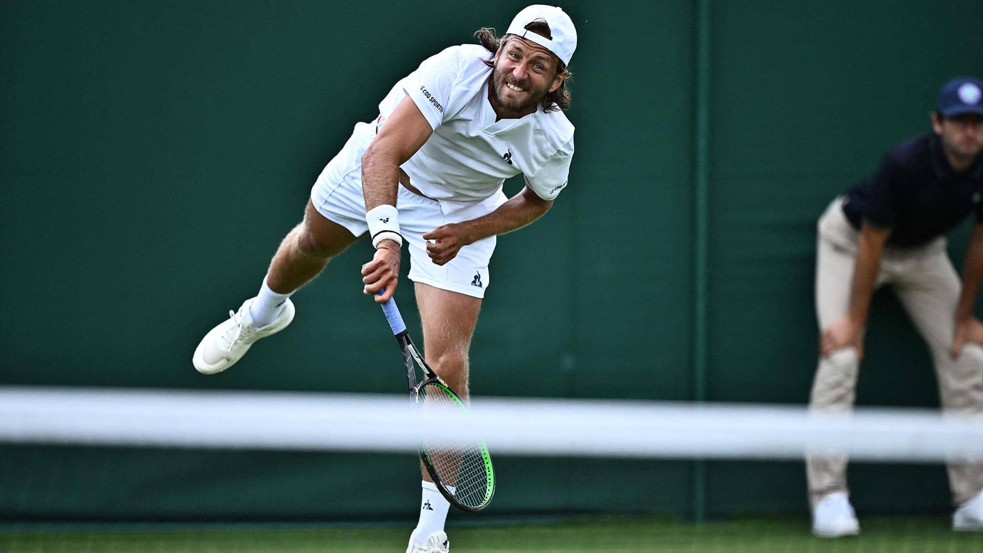 Lucas Pouille in action on Thursday in London.