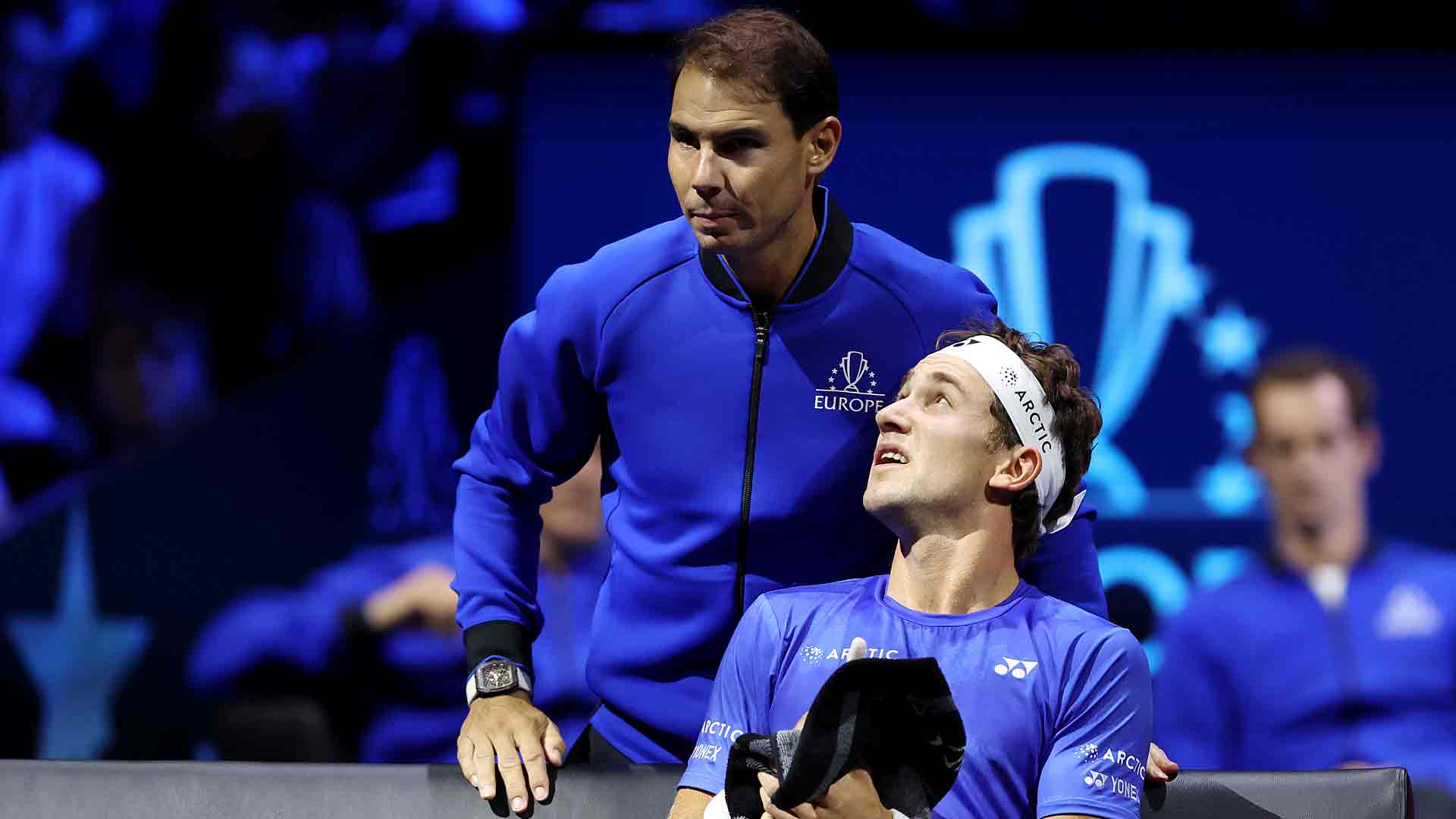 Rafael Nadal y Casper Ruud, durante la Laver Cup en 2022.