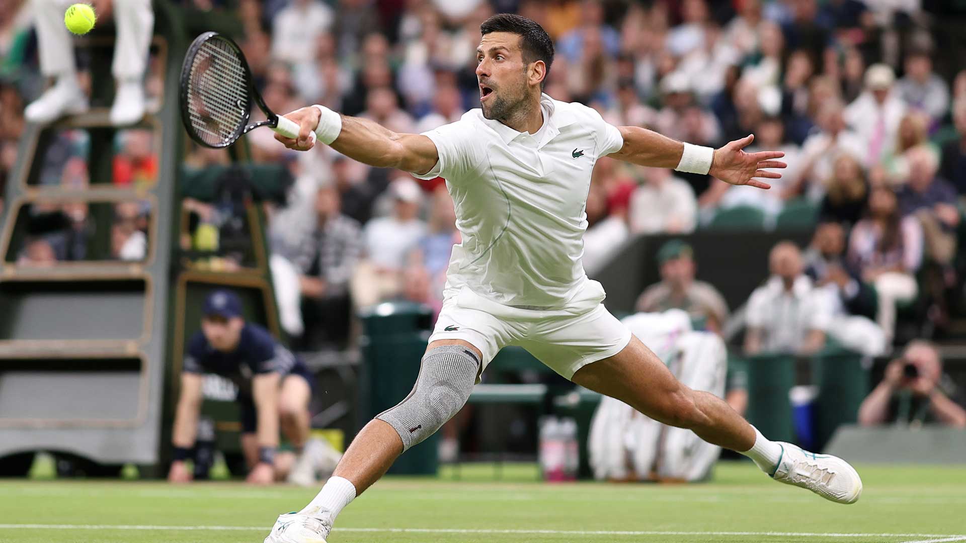 Novak Djokovic in action on Monday at Wimbledon.