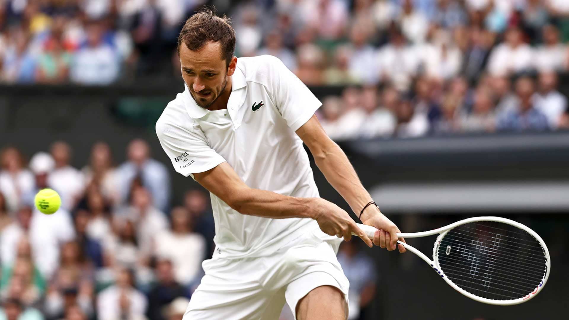 Daniil Medvedev in action on Tuesday at Wimbledon.