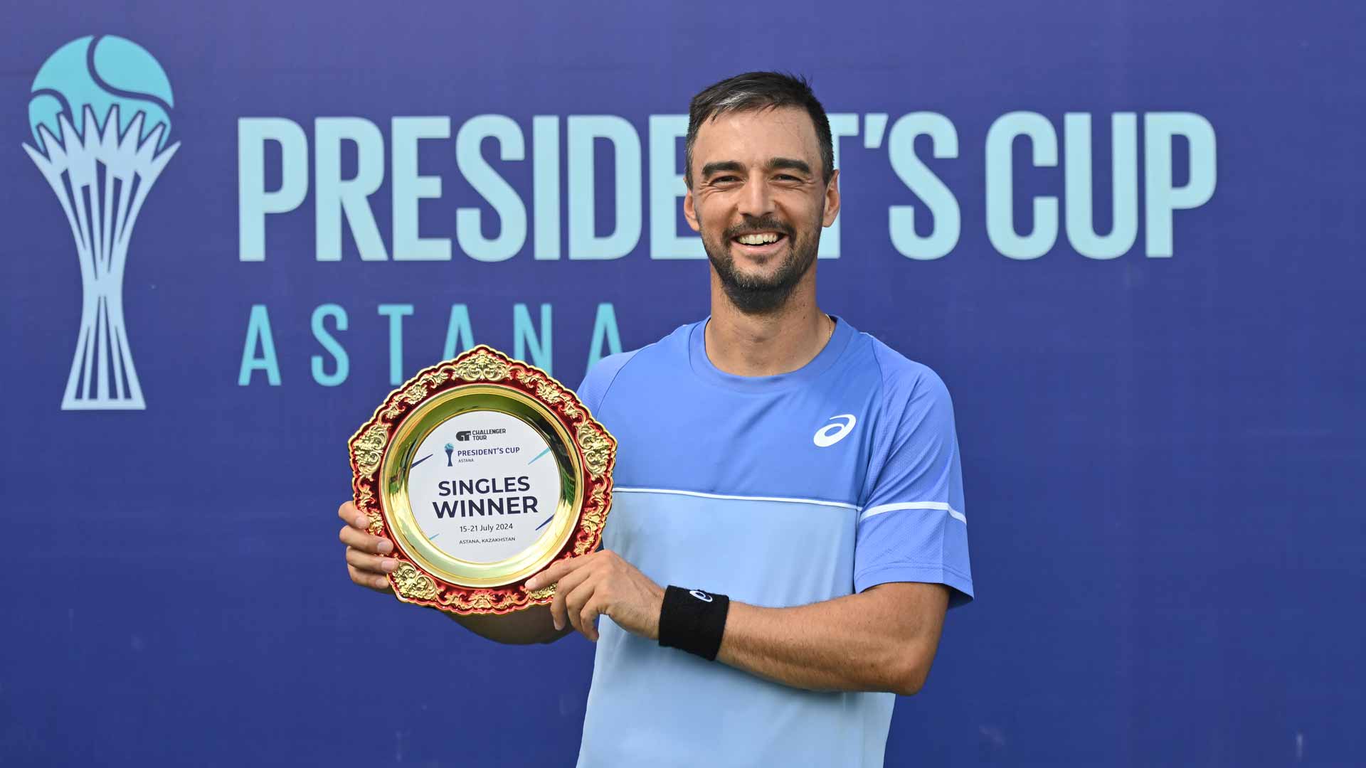 <a href='https://www.atptour.com/en/players/dimitar-kuzmanov/kc33/overview'>Dimitar Kuzmanov</a> wins the Astana Challenger.