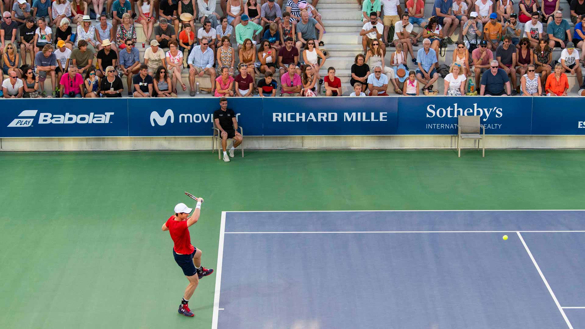 <a href='https://www.atptour.com/en/players/andy-murray/mc10/overview'>Andy Murray</a> at the 2019 <a href='https://www.atptour.com/en/scores/archive/manacor/7973/2024/results'>Rafa Nadal Open by Movistar</a>.