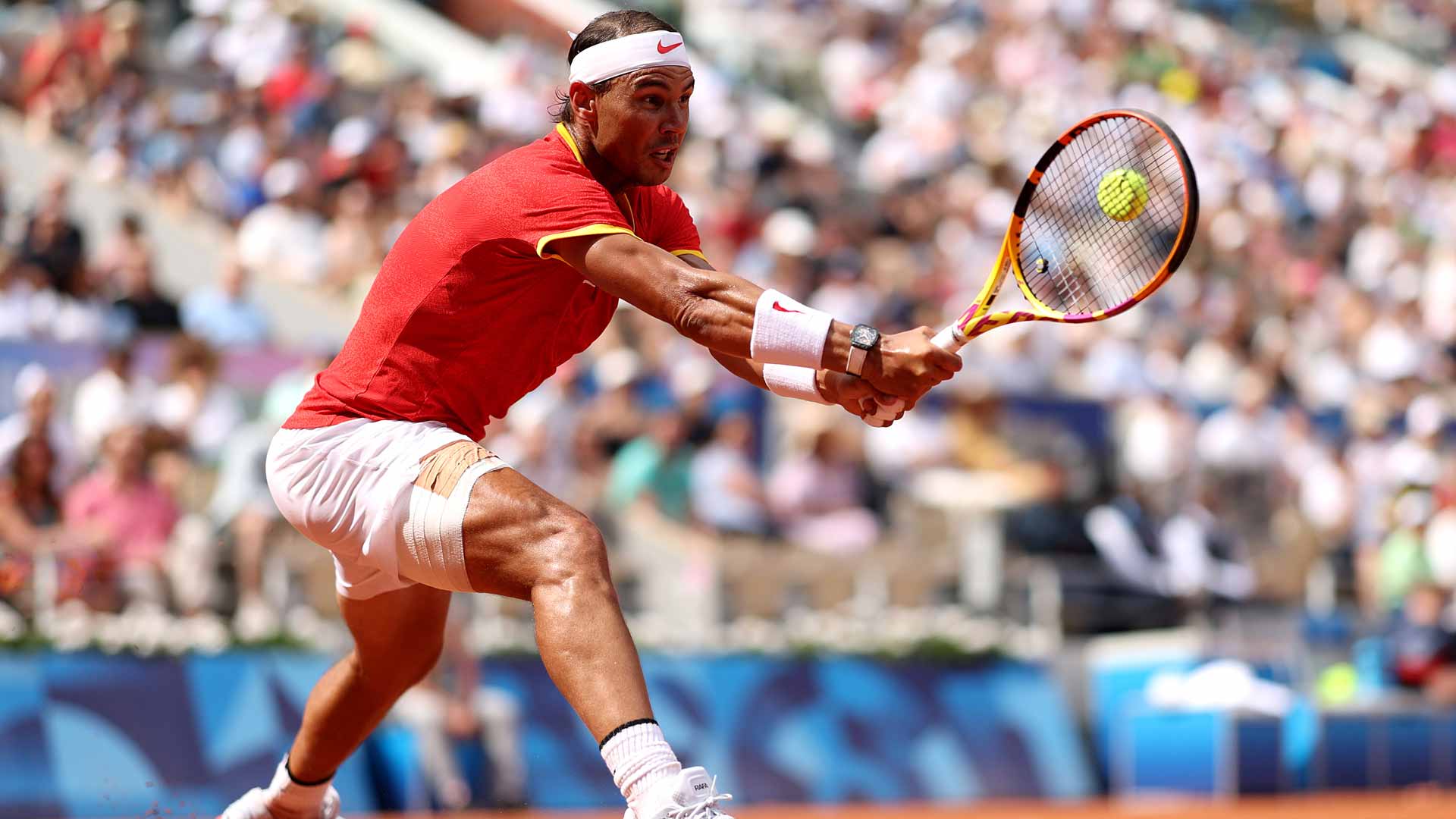 Rafael Nadal defeats Marton Fucsovics on Sunday in Paris to reach the second round of the Paris Olympics.