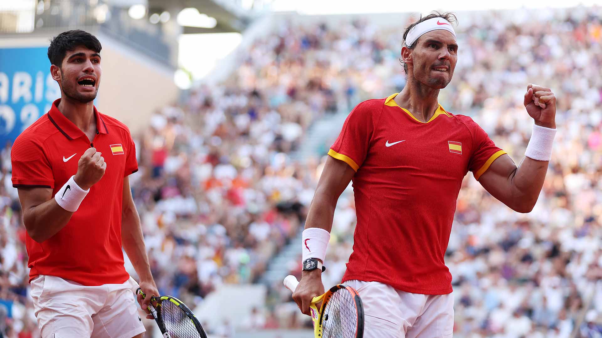Carlos Alcaraz and Rafael Nadal power into the quarter-finals at the Paris Olympics.