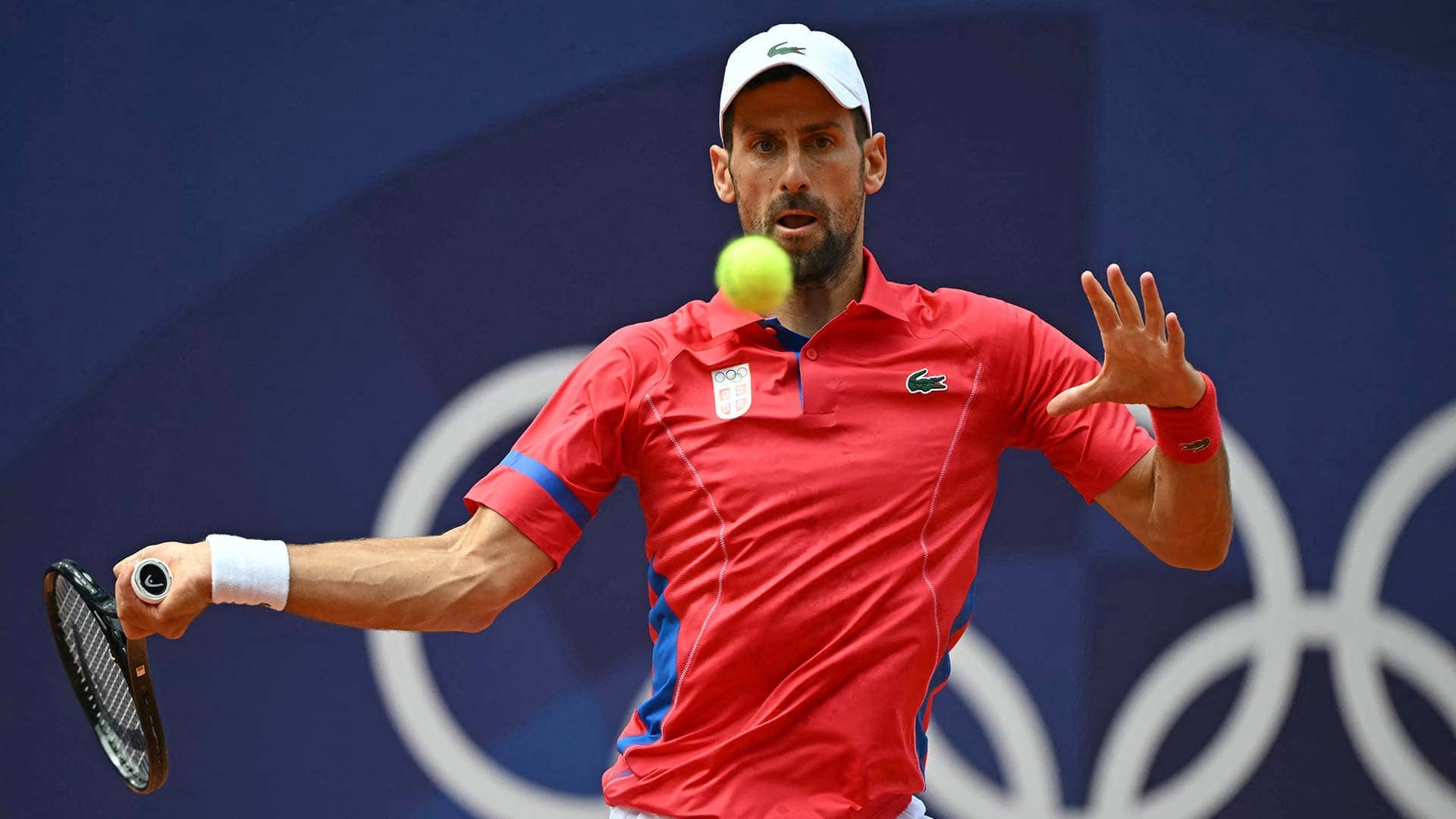 Novak Djokovic in action on Wednesday in Paris.