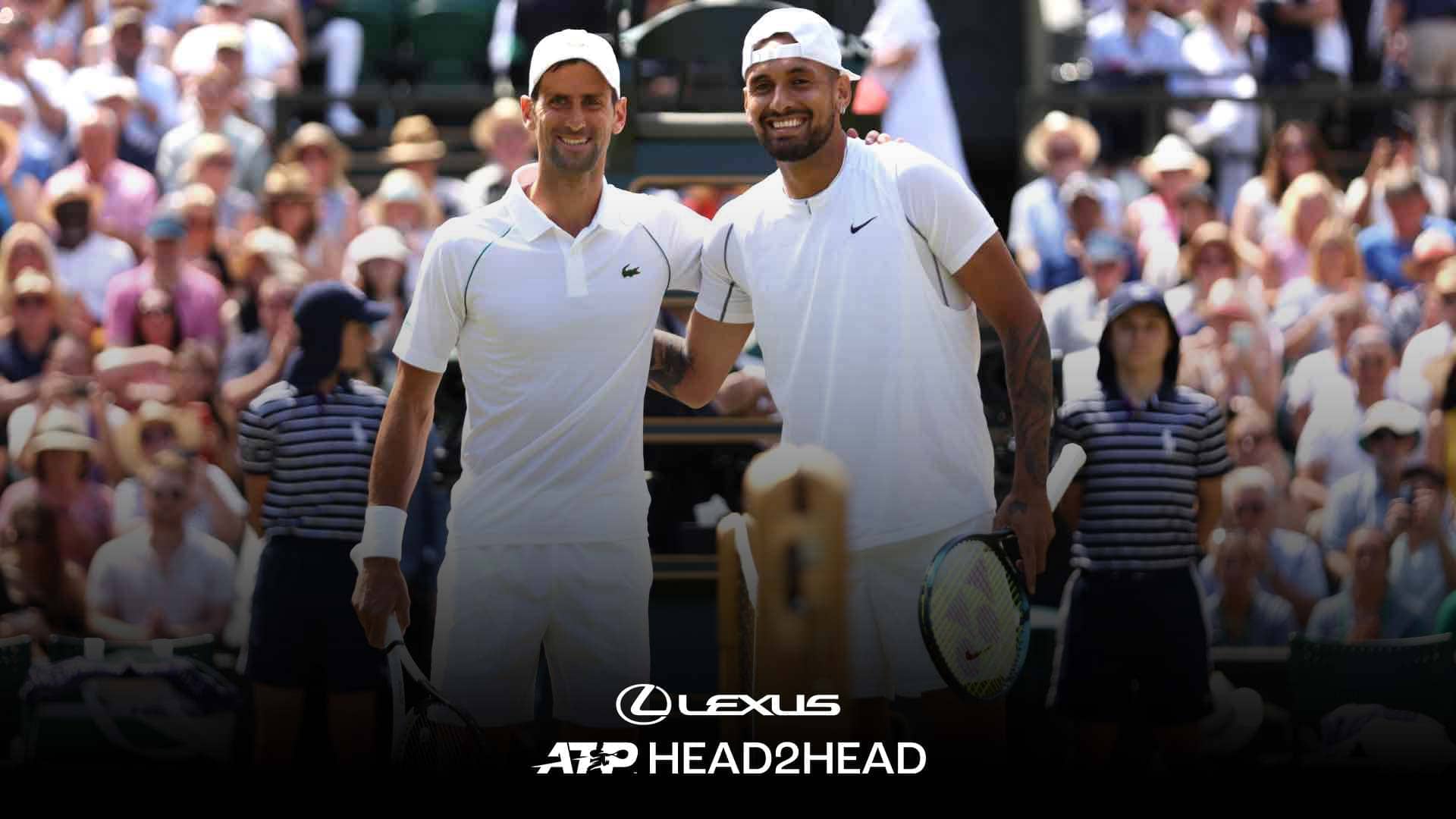 Novak Djokovic and Nick Kyrgios embrace at the net ahead of the final.