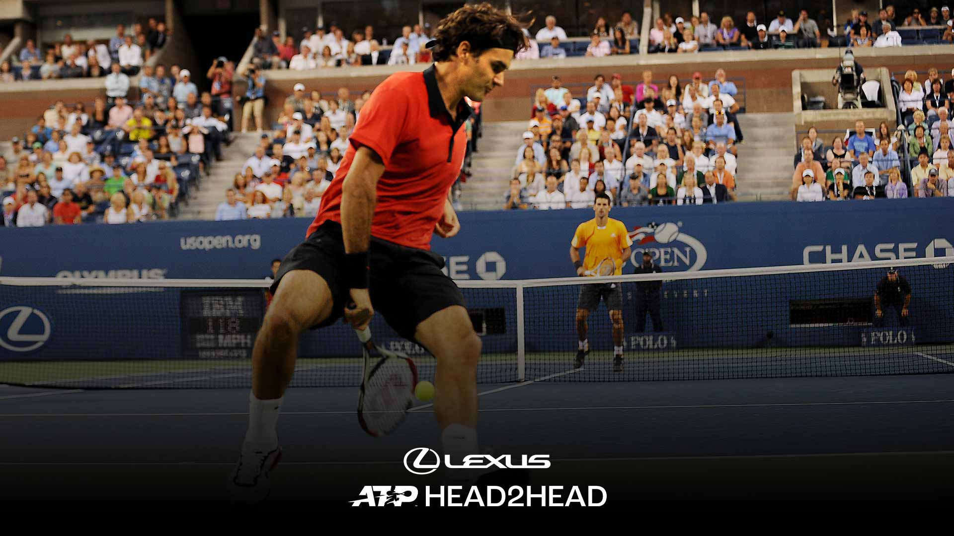 Roger Federer goes to the tweener in his win over Novak Djokovic in the 2009 US Open semi-finals.