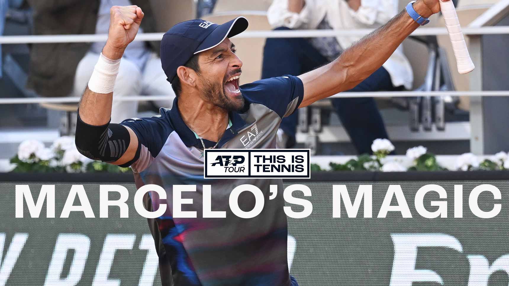 Marcelo Arevalo celebrates his Roland Garros triumph earlier this year with Mate Pavic.
