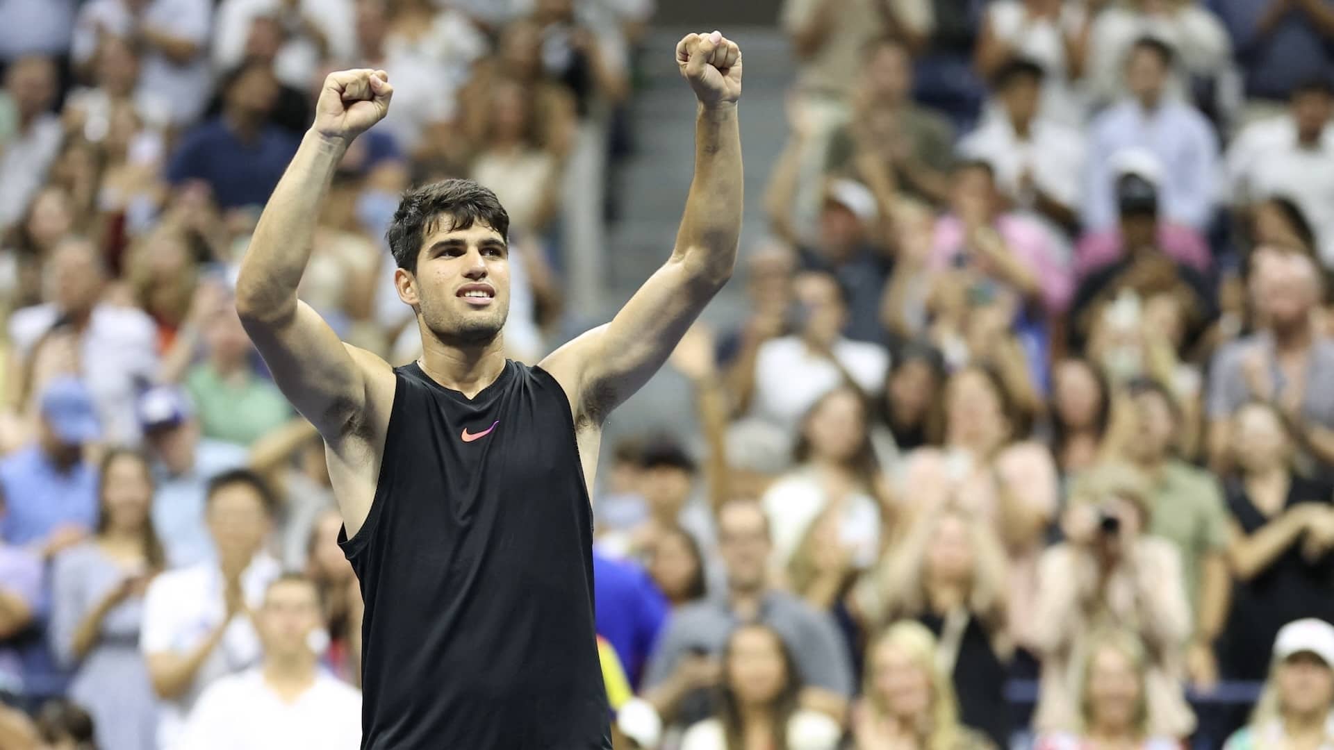 Carlos Alcaraz, tras ganar su primer partido en el US Open.