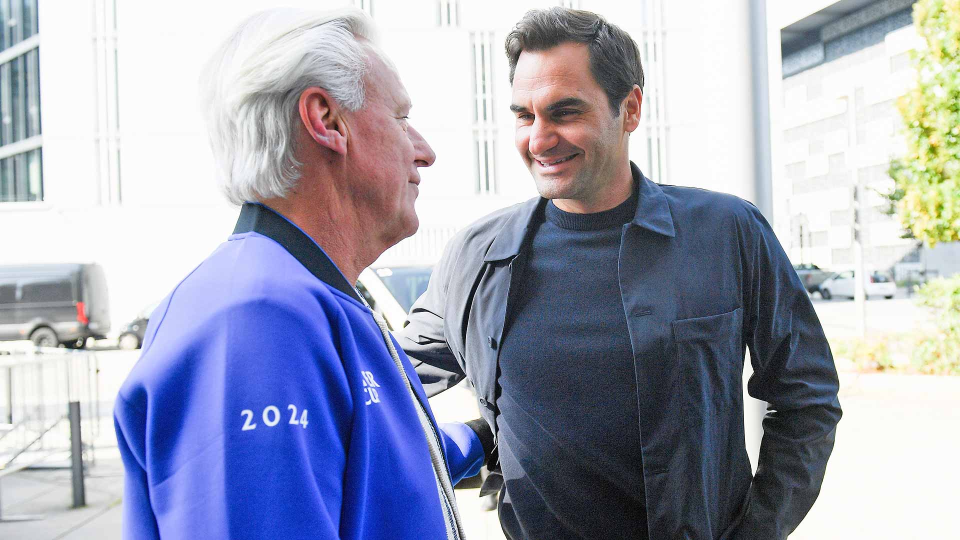 Bjorn Borg and Roger Federer meet on Tuesday ahead of the Laver Cup in Berlin.