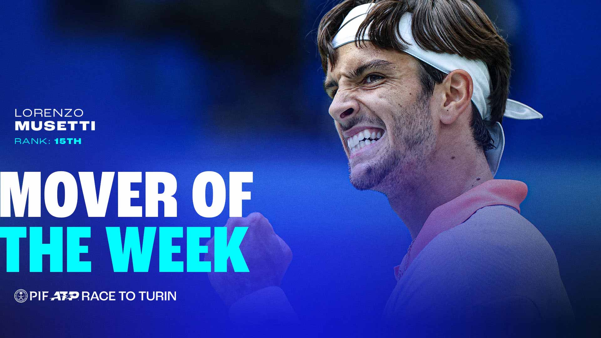 Lorenzo Musetti es el No. 15 en la PIF ATP Live Race To Turin.