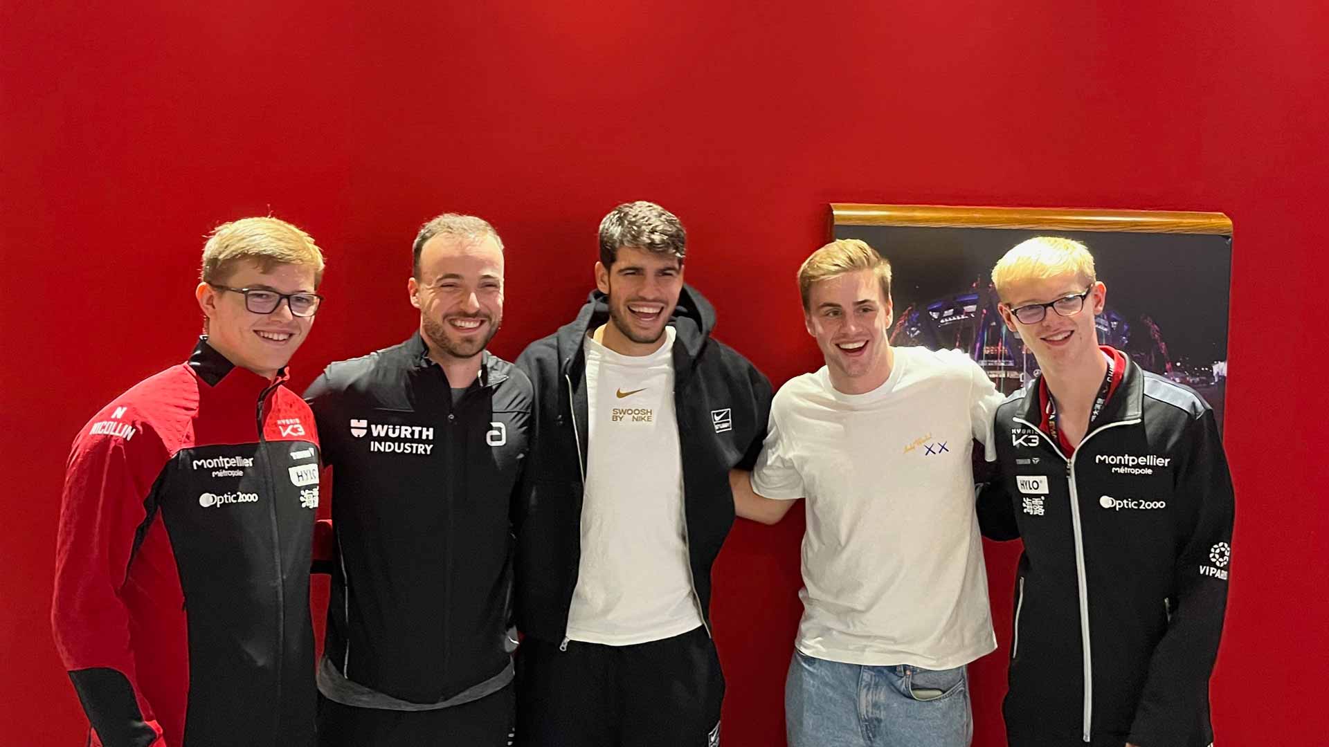 Carlos Alcaraz meets table tennis stars after his opening match in Beijing. 