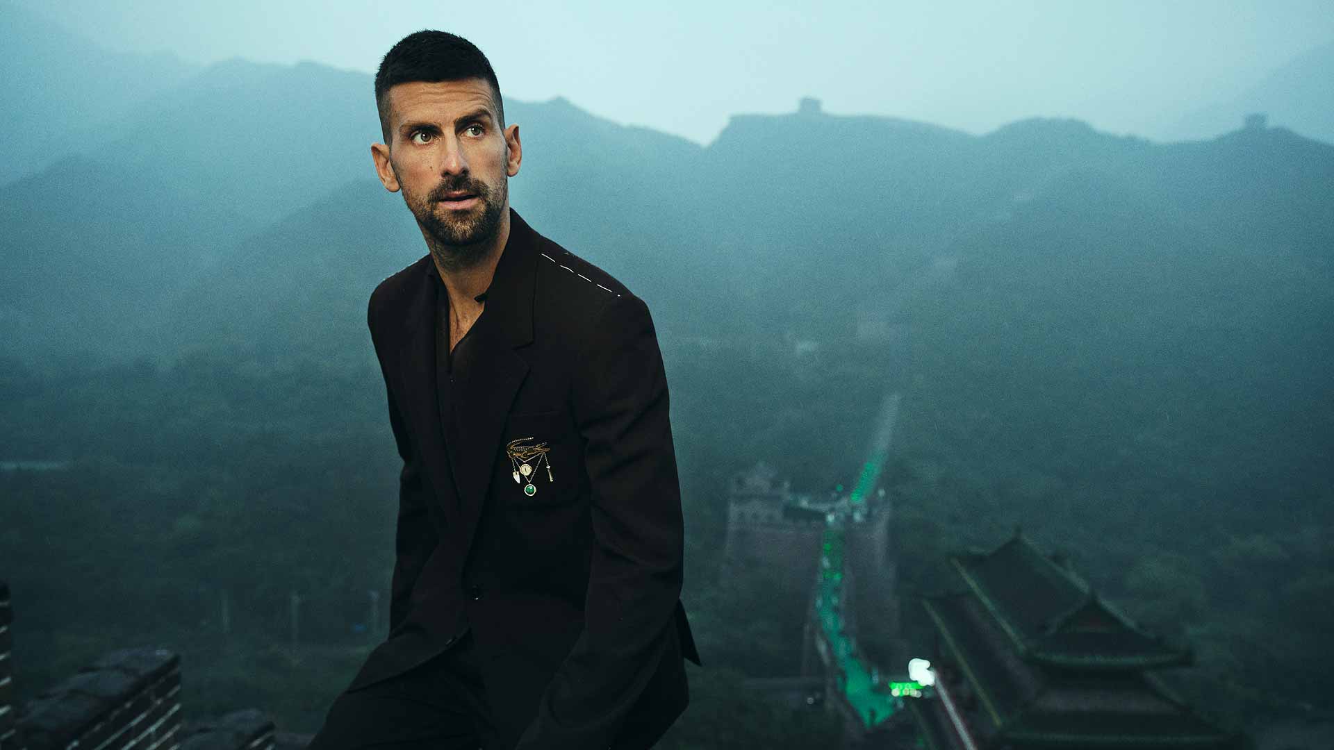 Novak Djokovic at the Great Wall of China on Sunday.