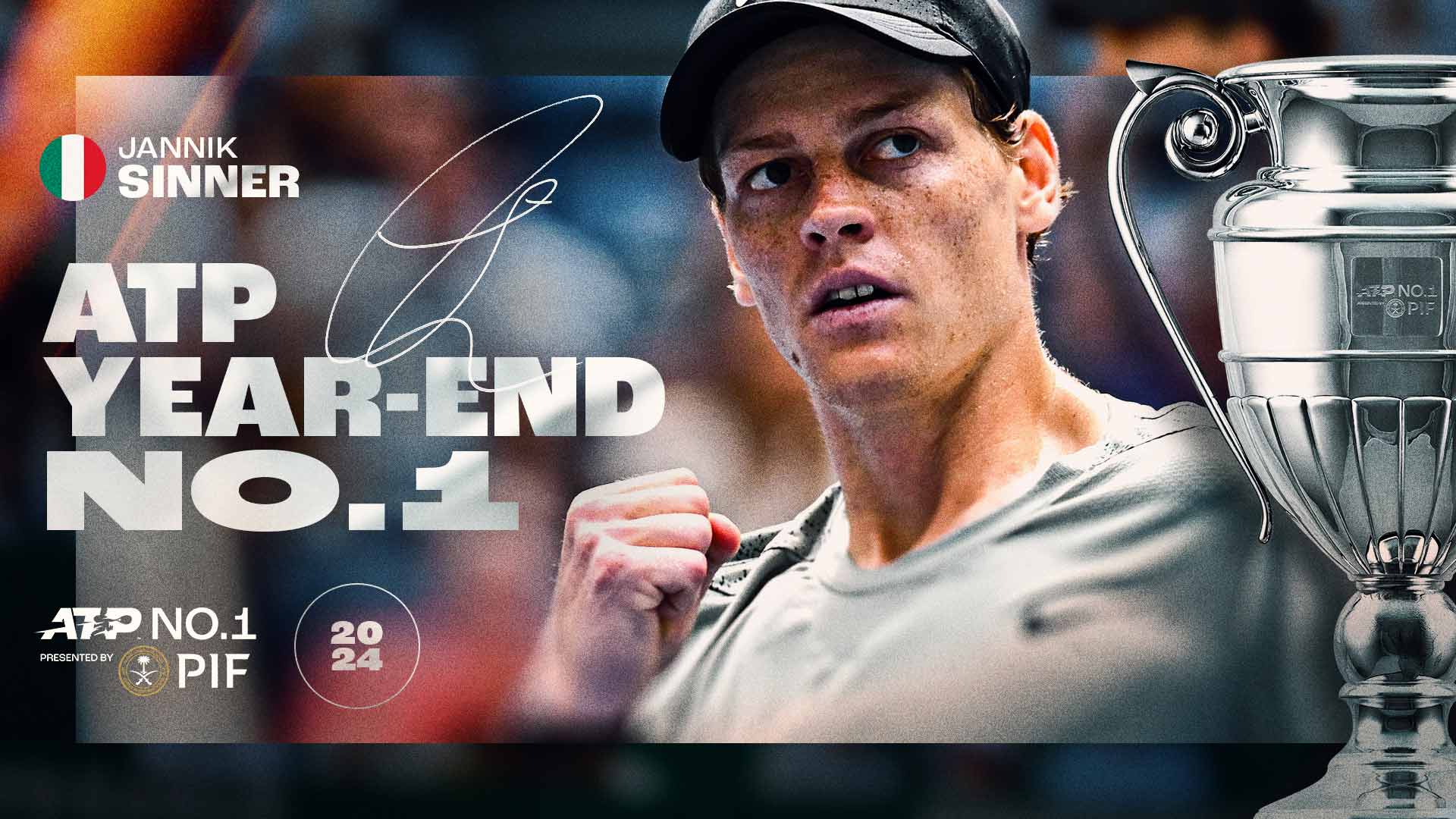 Jannik Sinner clinches ATP Year-End No. 1 presented by PIF honours for the first time.