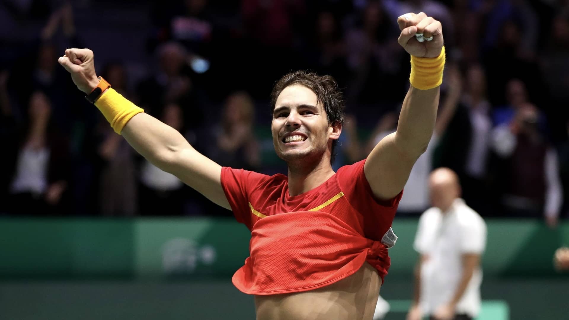 Rafael Nadal durante un partido de Copa Davis con España.