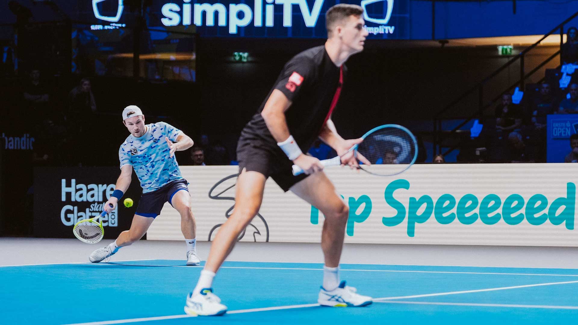 Lucas Miedler and Alexander Erler in action on Saturday at the Erste Bank Open in Vienna.
