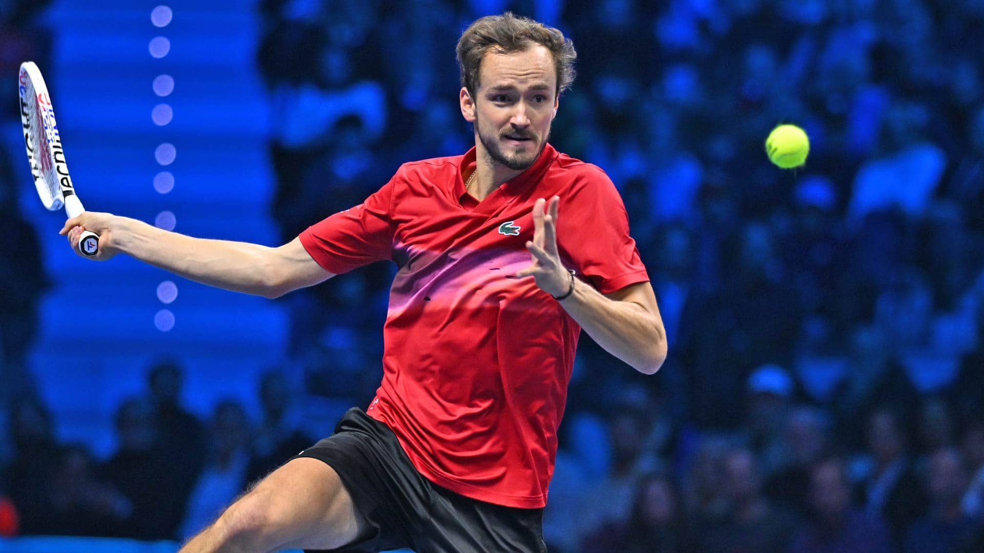 Daniil Medvedev in action against Jannik Sinner on Thursday at the Nitto ATP Finals.