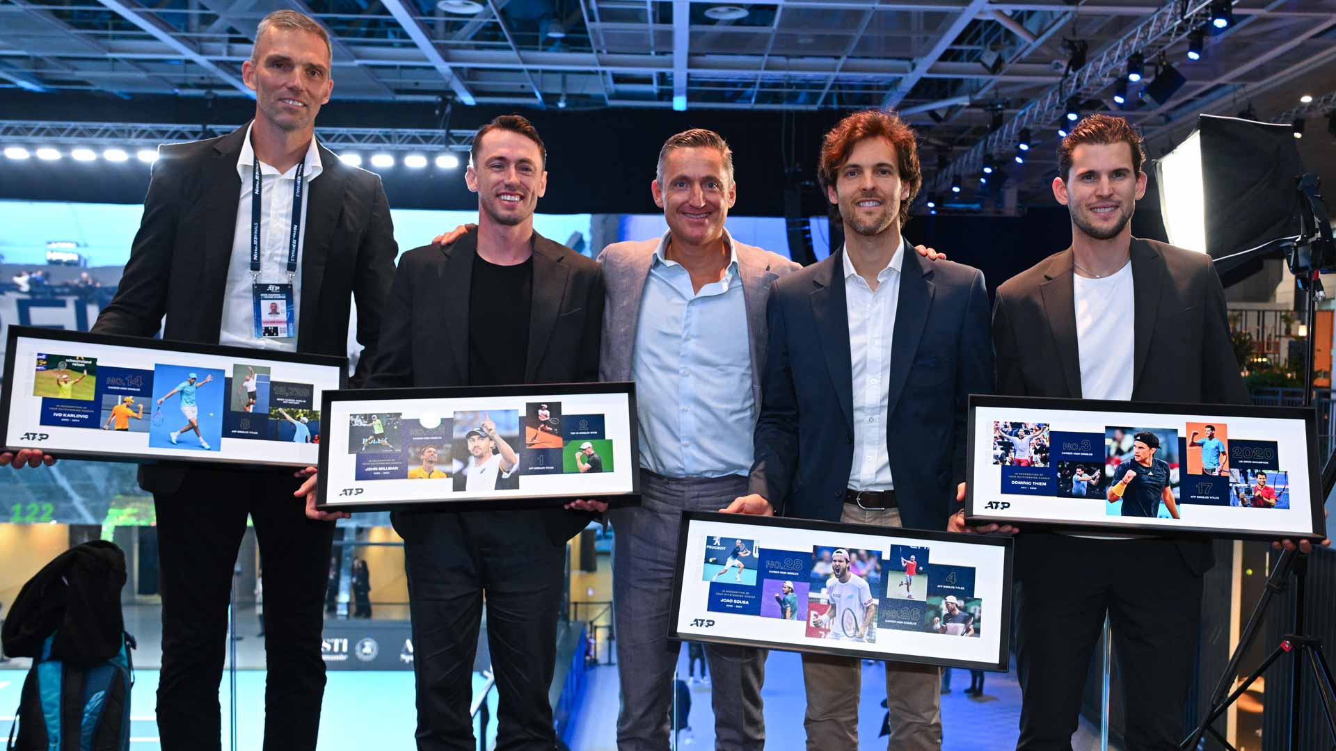 From left to right: <a href='https://www.atptour.com/en/players/ivo-karlovic/k336/overview'>Ivo Karlovic</a>, <a href='https://www.atptour.com/en/players/john-millman/mh30/overview'>John Millman</a>, ATP Chairman <a href='https://www.atptour.com/en/players/andrea-gaudenzi/g254/overview'>Andrea Gaudenzi</a>, <a href='https://www.atptour.com/en/players/joao-sousa/sh90/overview'>Joao Sousa</a> and <a href='https://www.atptour.com/en/players/dominic-thiem/tb69/overview'>Dominic Thiem</a>.