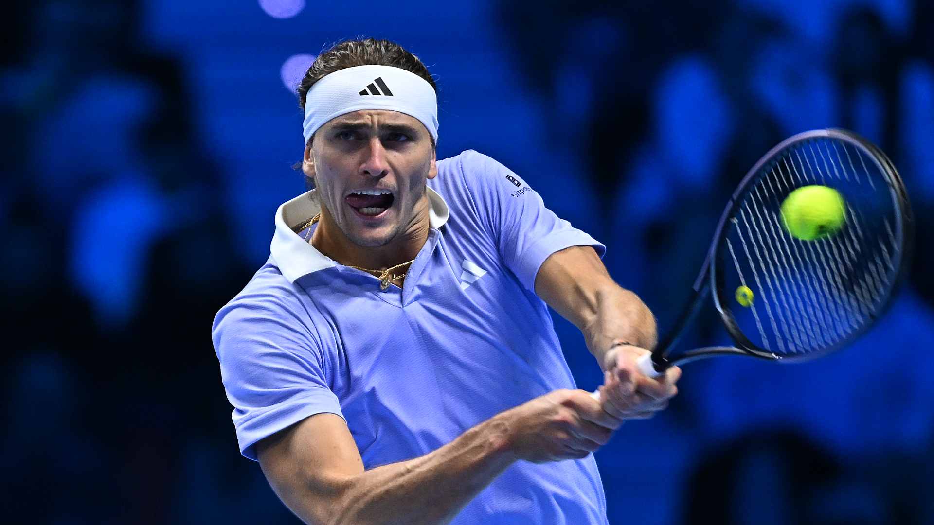 Alexander Zverev in action at the 2024 Nitto ATP Finals.