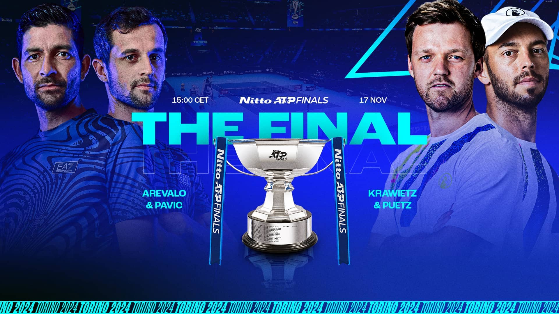 Sunday's Nitto ATP Finals doubles title match begins at 3 p.m. CET.