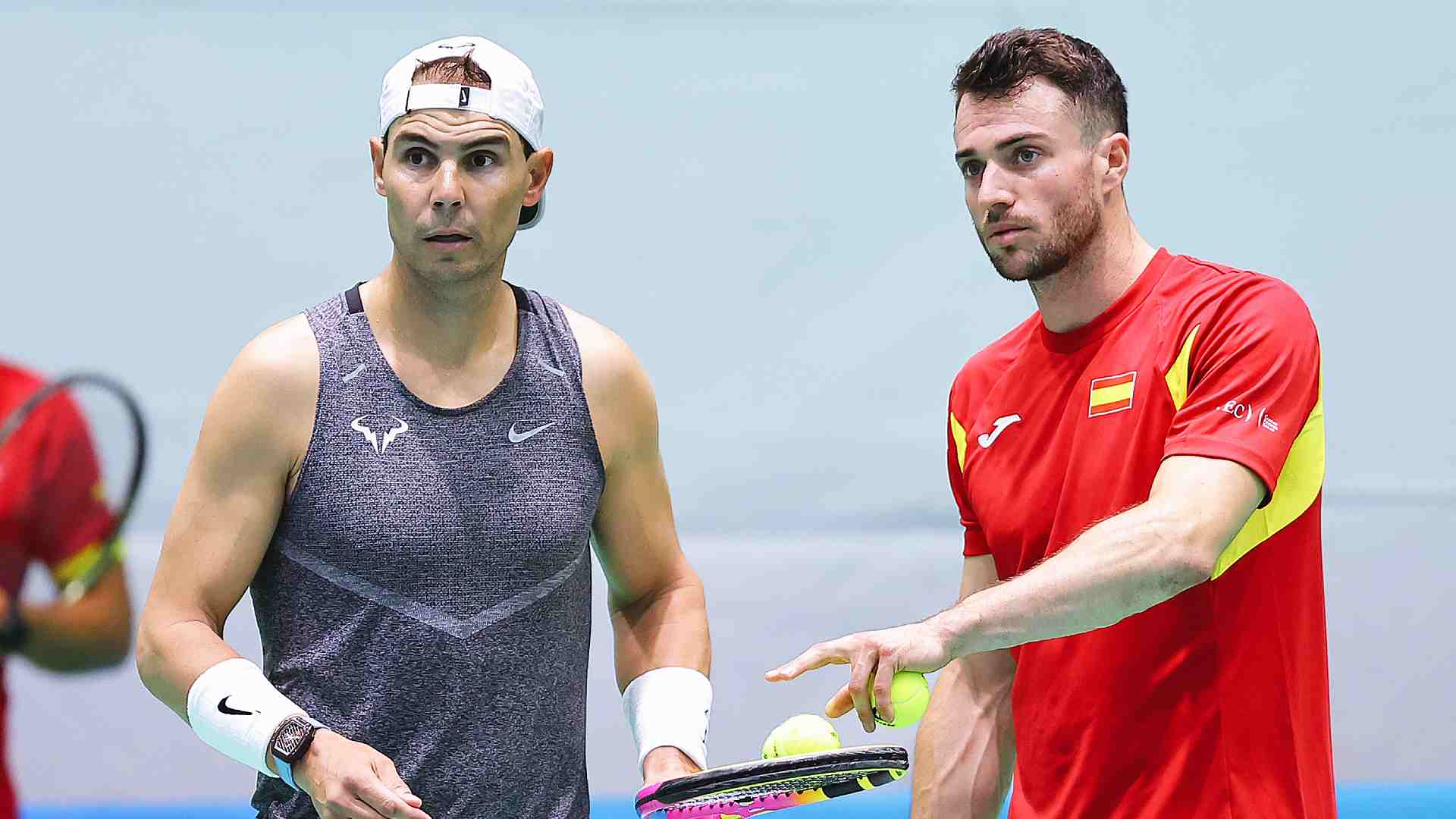 Rafael Nadal in training ahead of the Davis Cup Final 8.