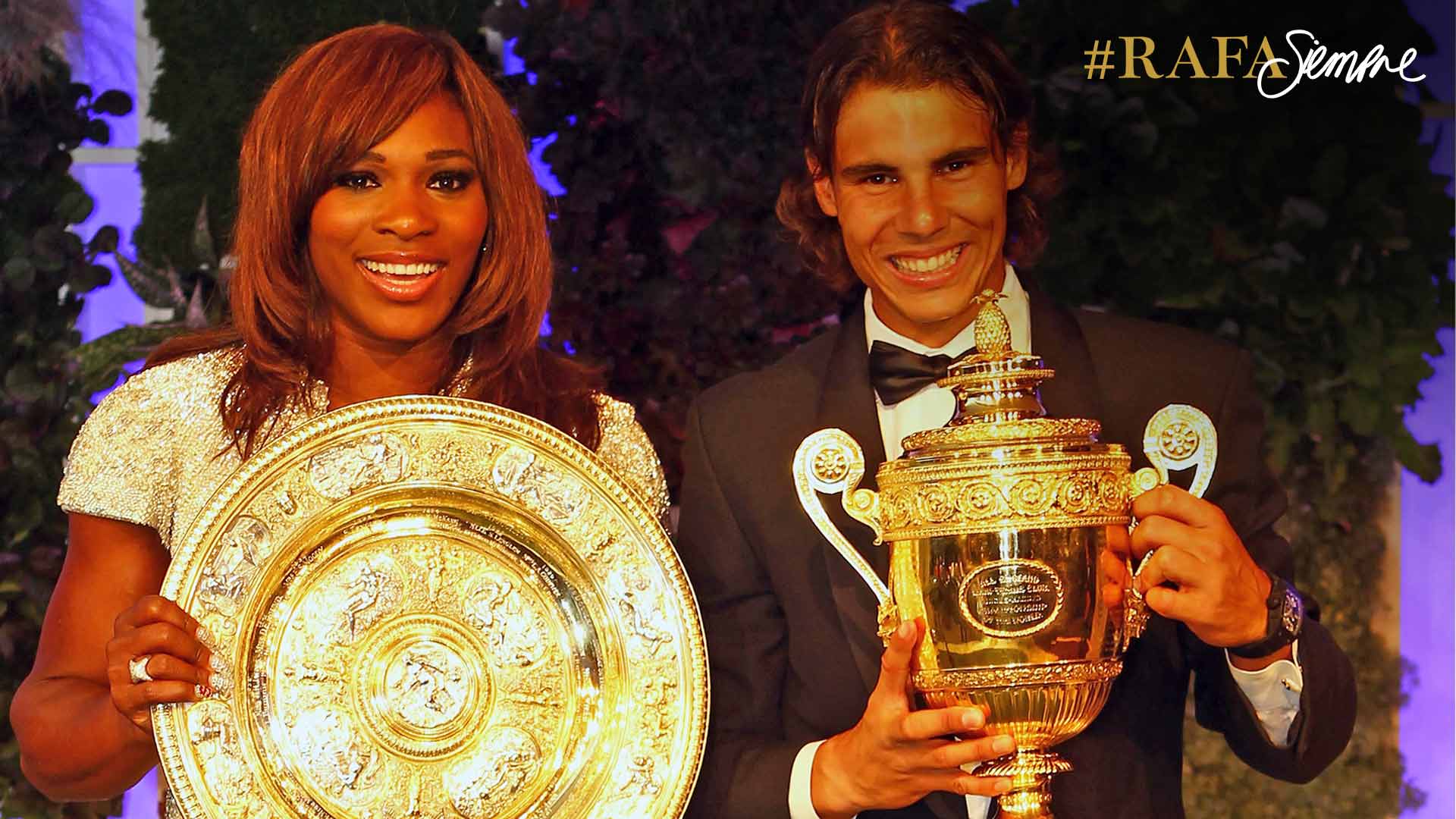 Serena Williams and Rafael Nadal at the 2010 Wimbledon champions' ball.