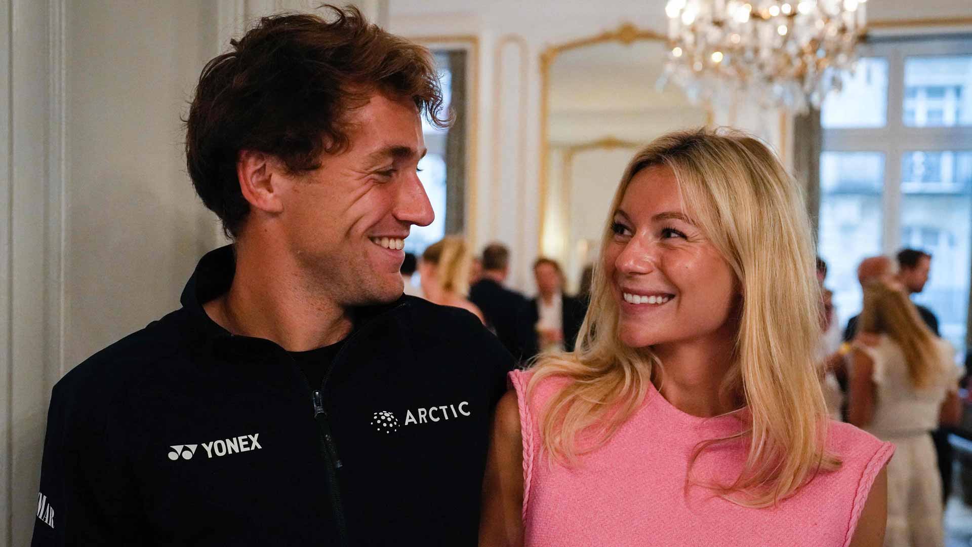 Casper Ruud and girlfriend Maria Galligani pictured at Roland Garros in 2023.