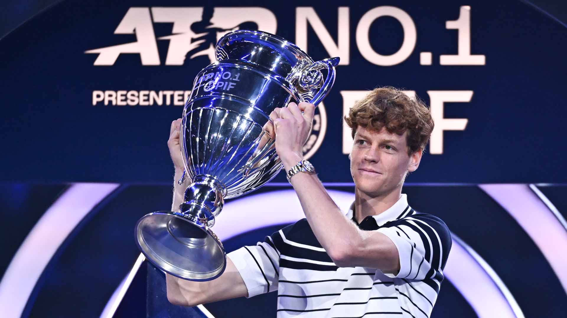 Jannik Sinner celebrated his ATP Year-End No. 1 presented by PIF honours in Turin.