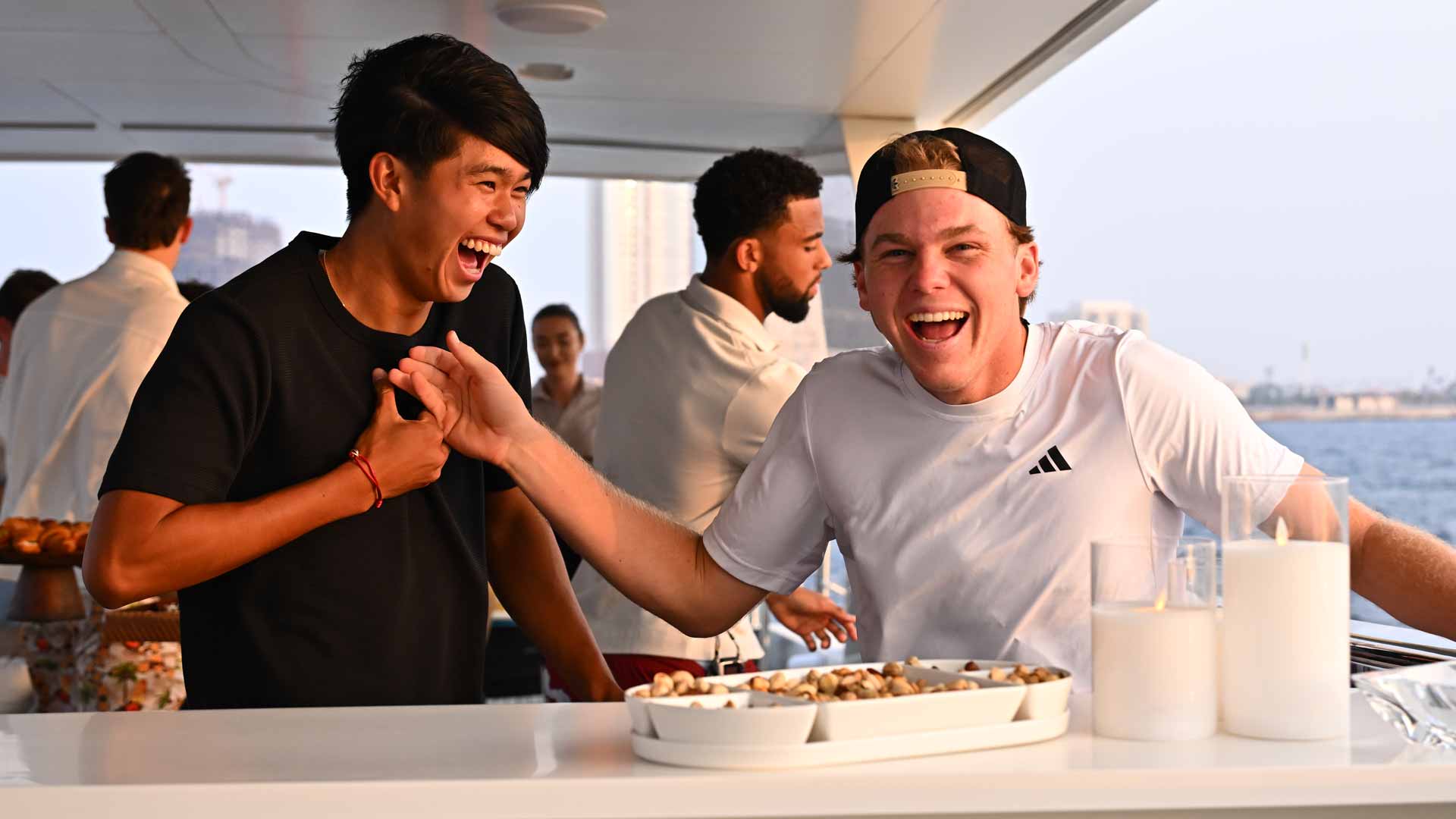 <a href='https://www.atptour.com/en/players/learner-tien/t0ha/overview'>Learner Tien</a> and <a href='https://www.atptour.com/en/players/alex-michelsen/m0qi/overview'>Alex Michelsen</a> in Jeddah.