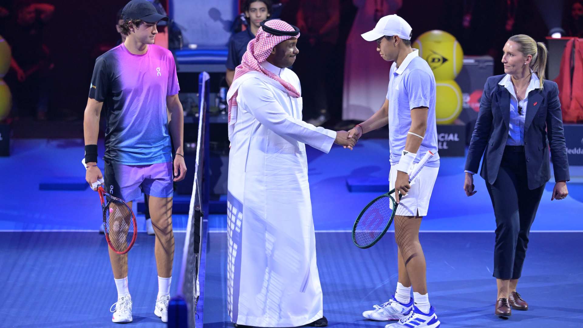 Joao Fonseca and Learner Tien ahead of their clash in Jeddah.