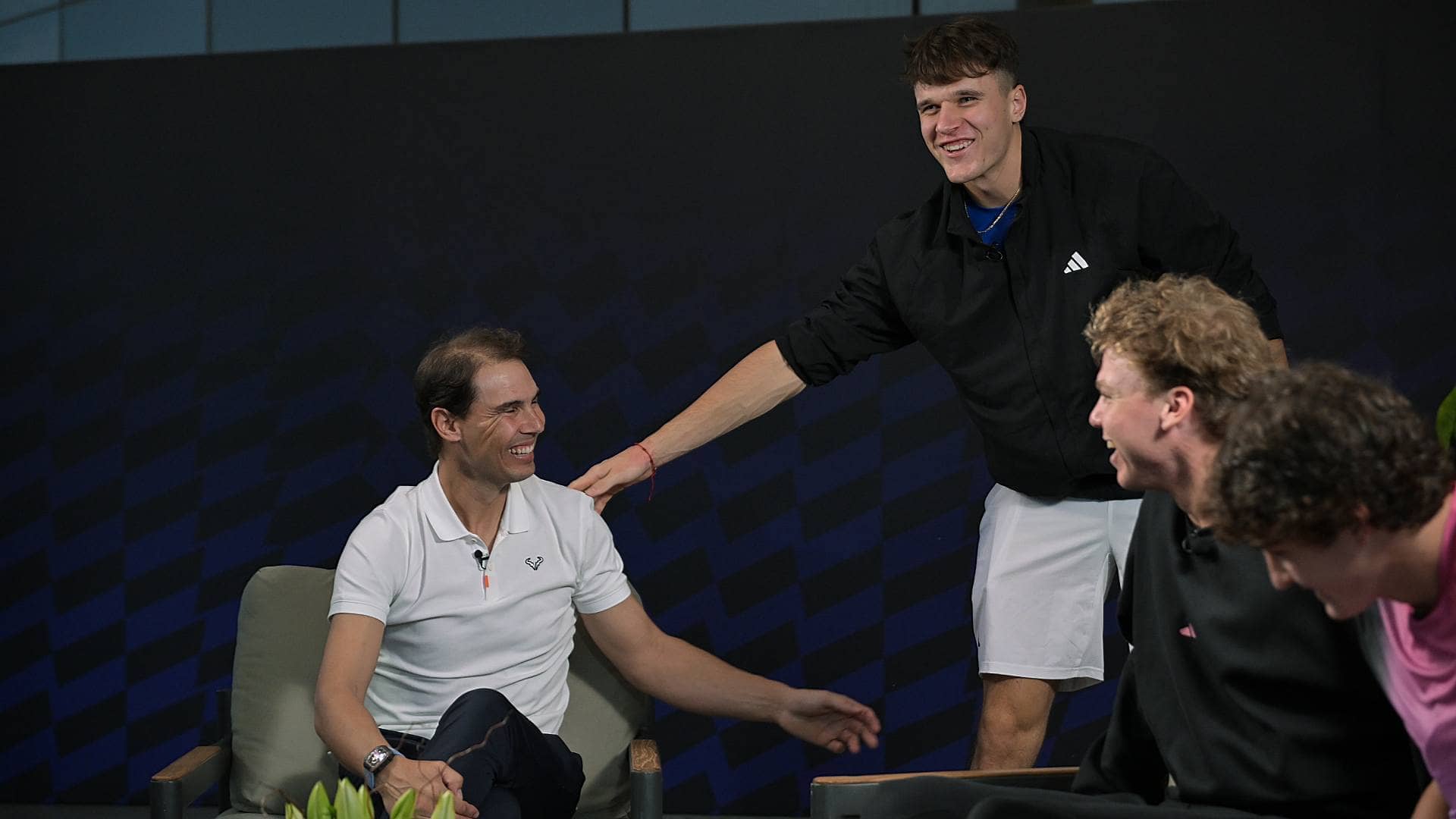 Nadal with Mensik, Michelsen, and Fonseca.