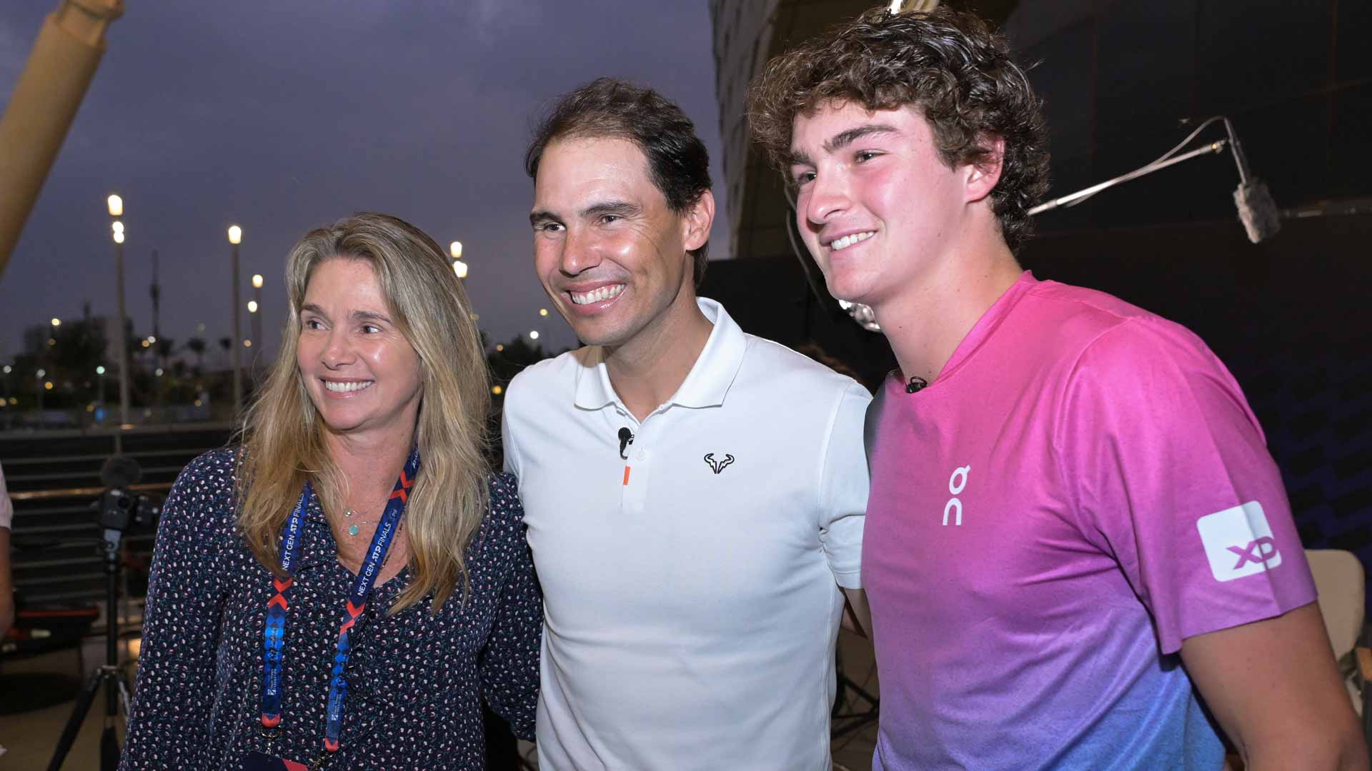 Roberta Fonseca, Rafael Nadal y Joao Fonseca este viernes en Jeddah.