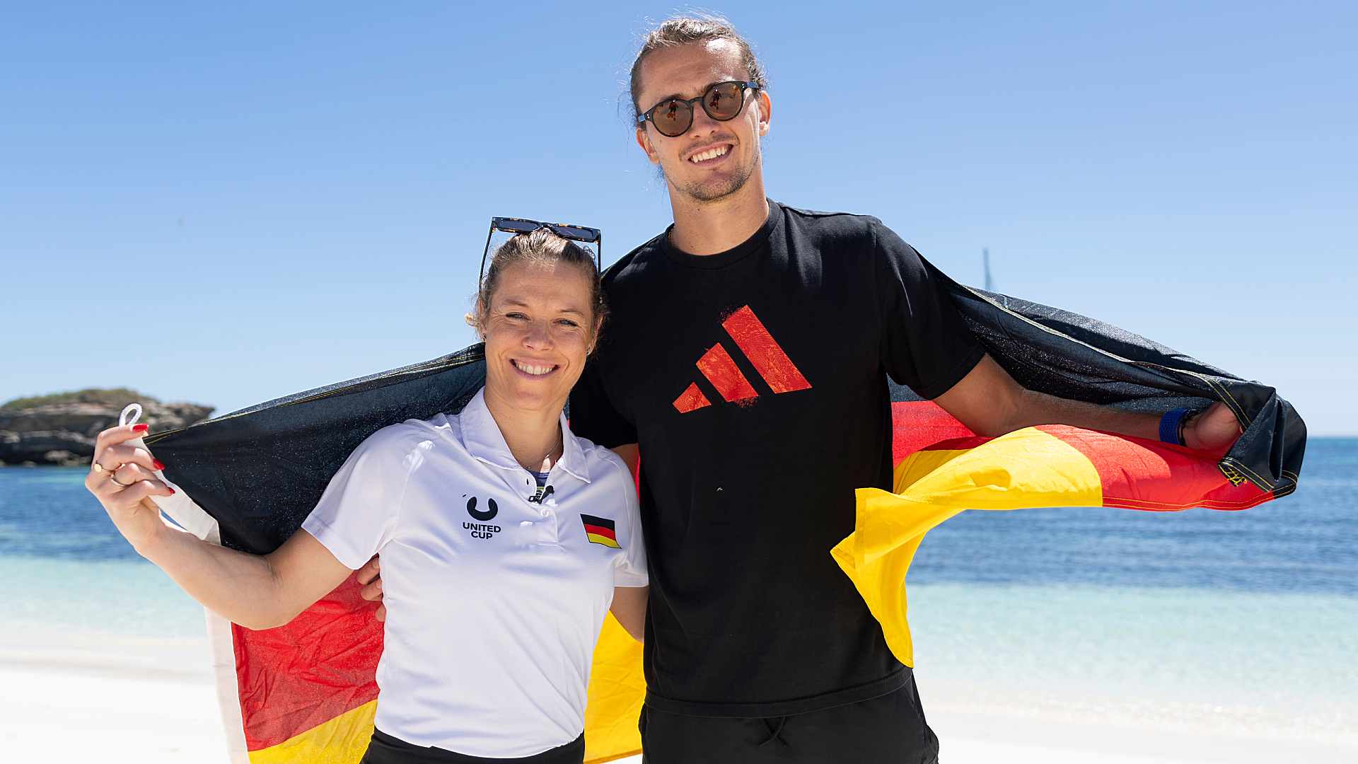 Laura Siegemund and Alexander Zverev on Rottnest Island ahead of the 2025 United Cup.