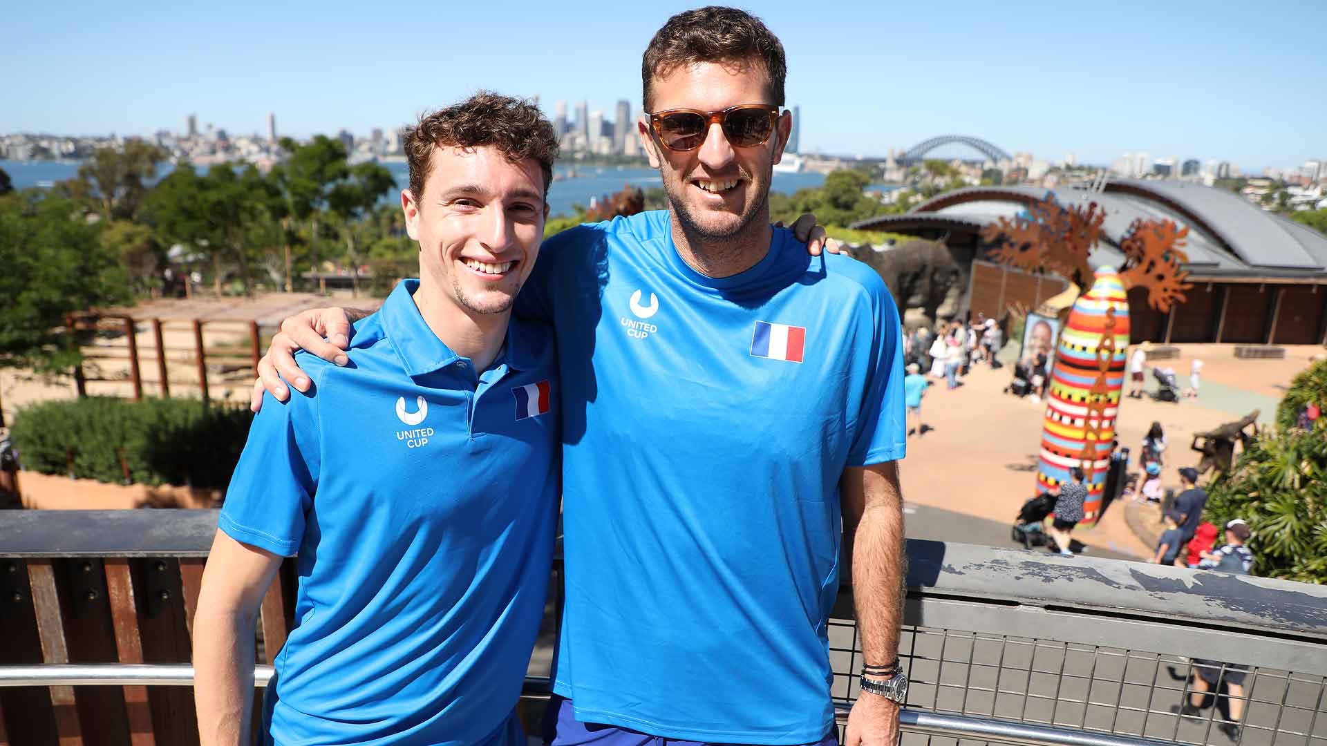 Ugo Humbert and Fabrice Martin at the Taronga Zoo on Sunday in Sydney.