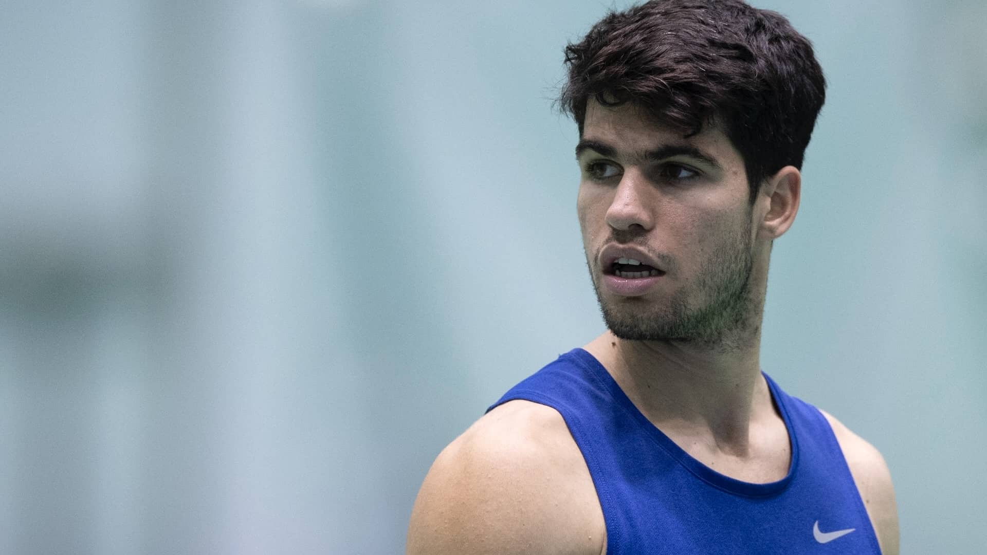 Carlos Alcaraz, durante un entrenamiento.