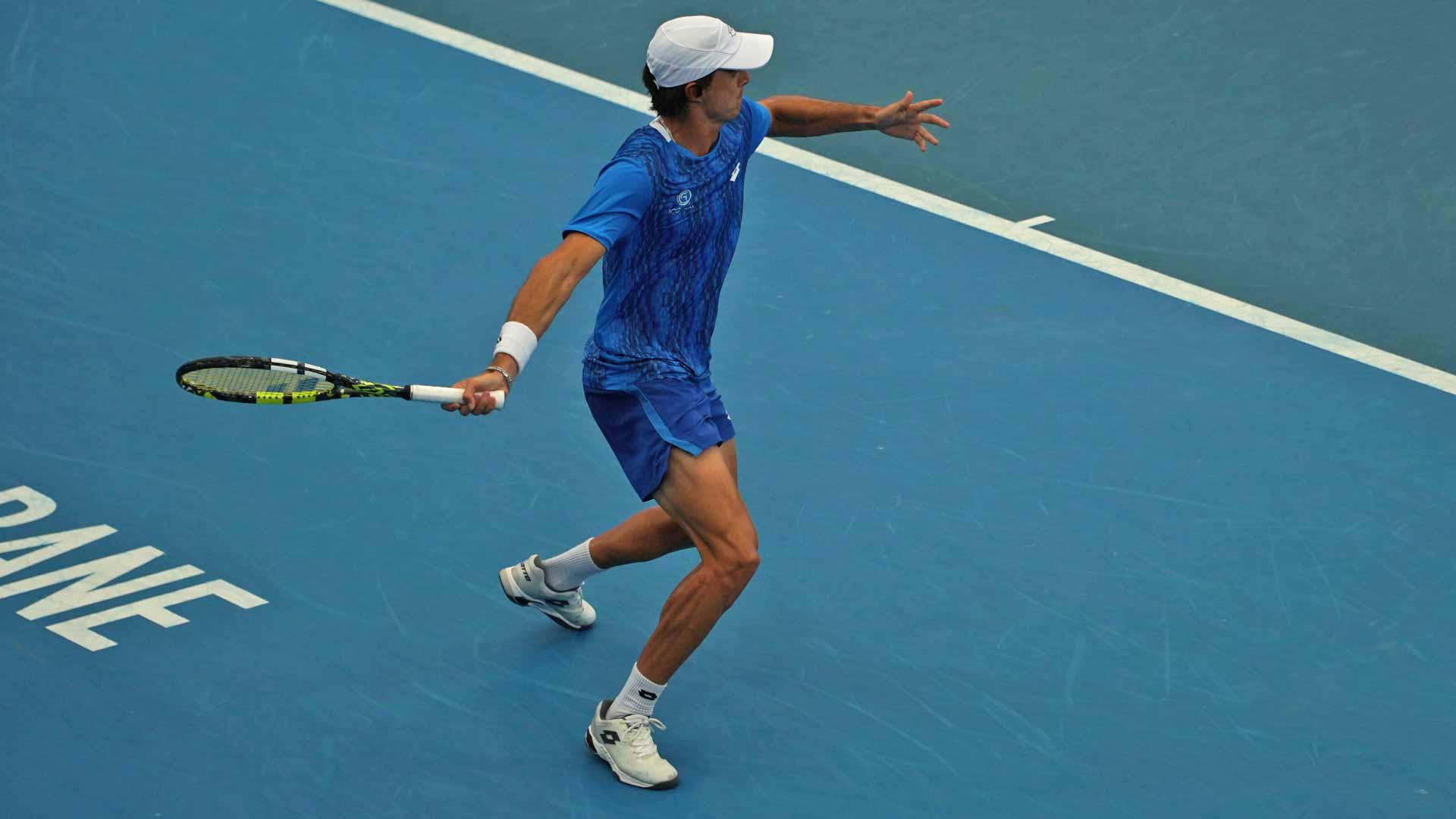 <a href='https://www.atptour.com/en/players/adam-walton/w09e/overview'>Adam Walton</a> in action at the Brisbane Challenger.