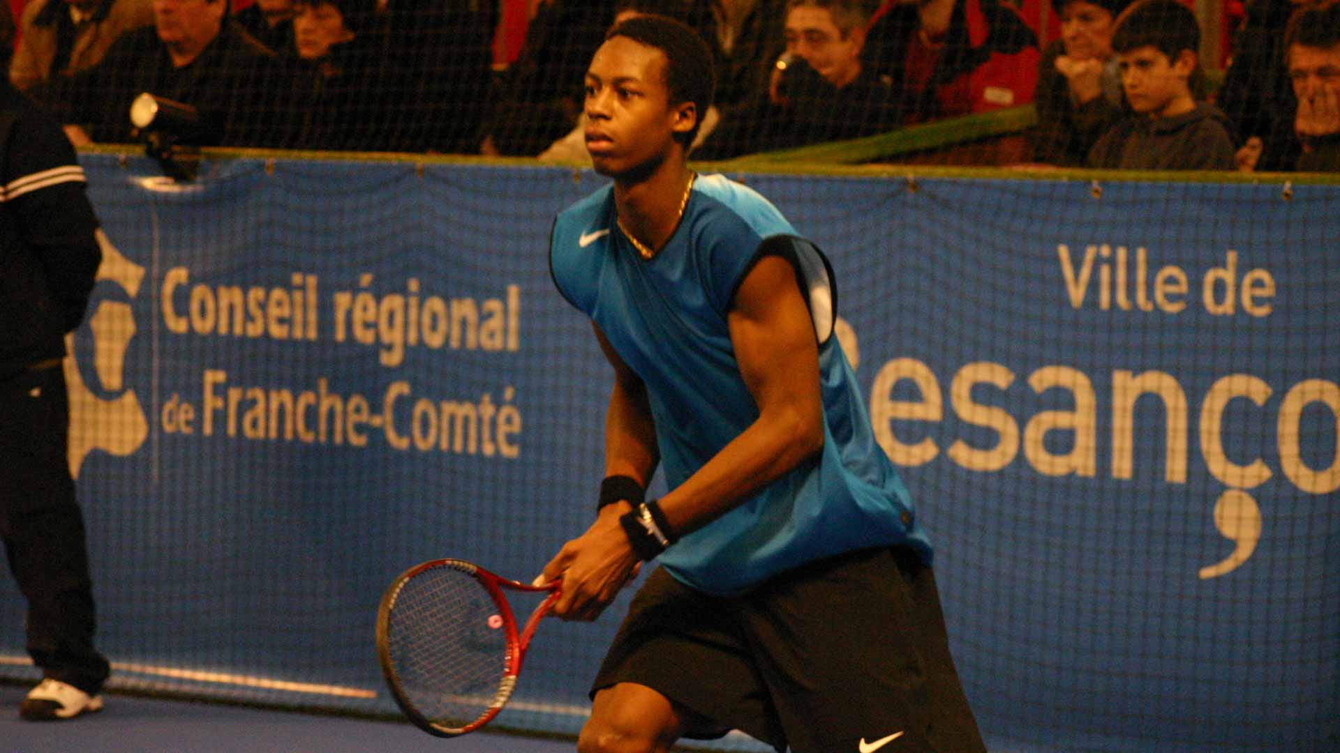 An 18-year-old Monfils competes in Besancon, France.