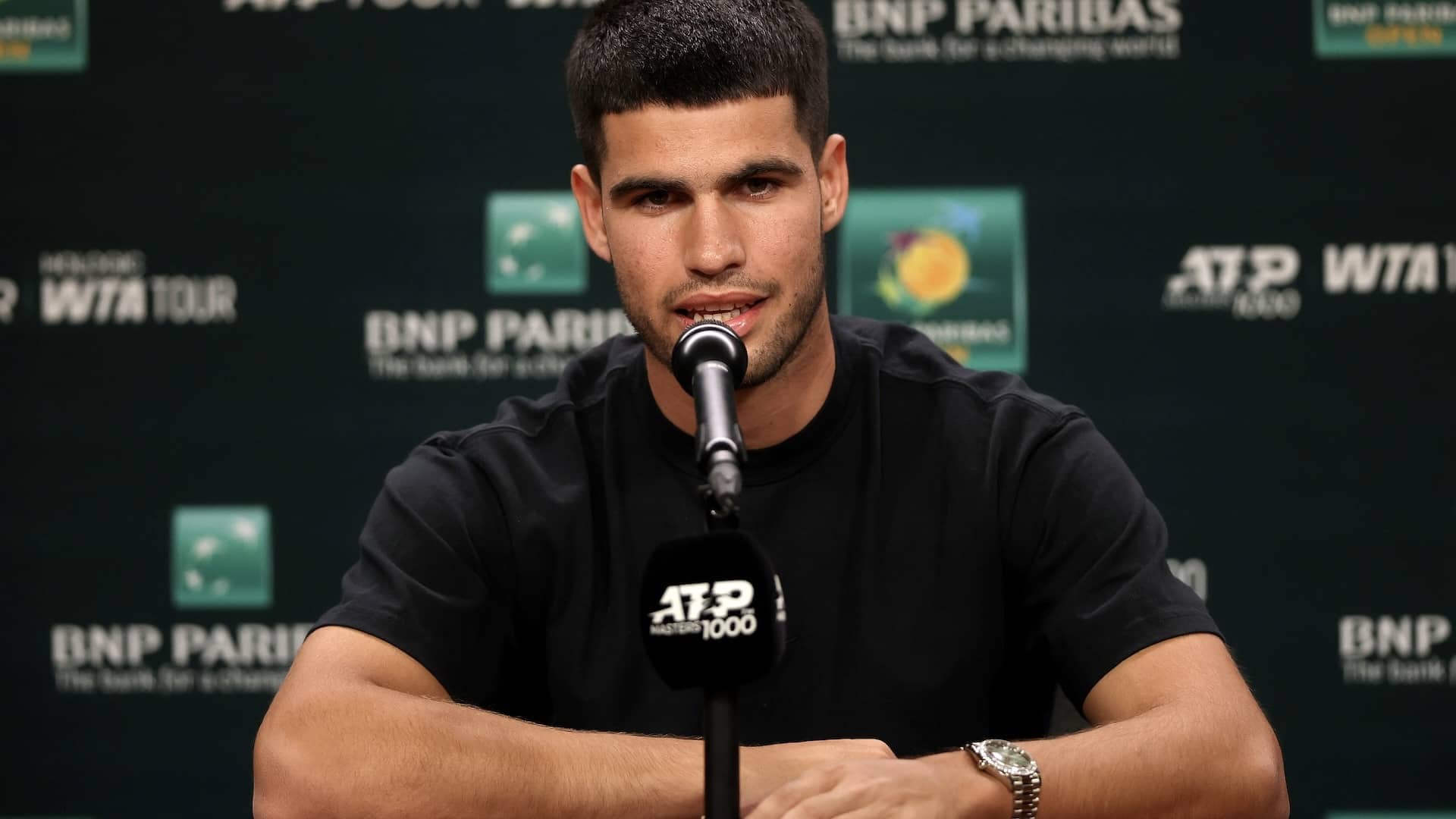 Carlos Alcaraz, durante la rueda de prensa previa a su estreno en Indian Wells.