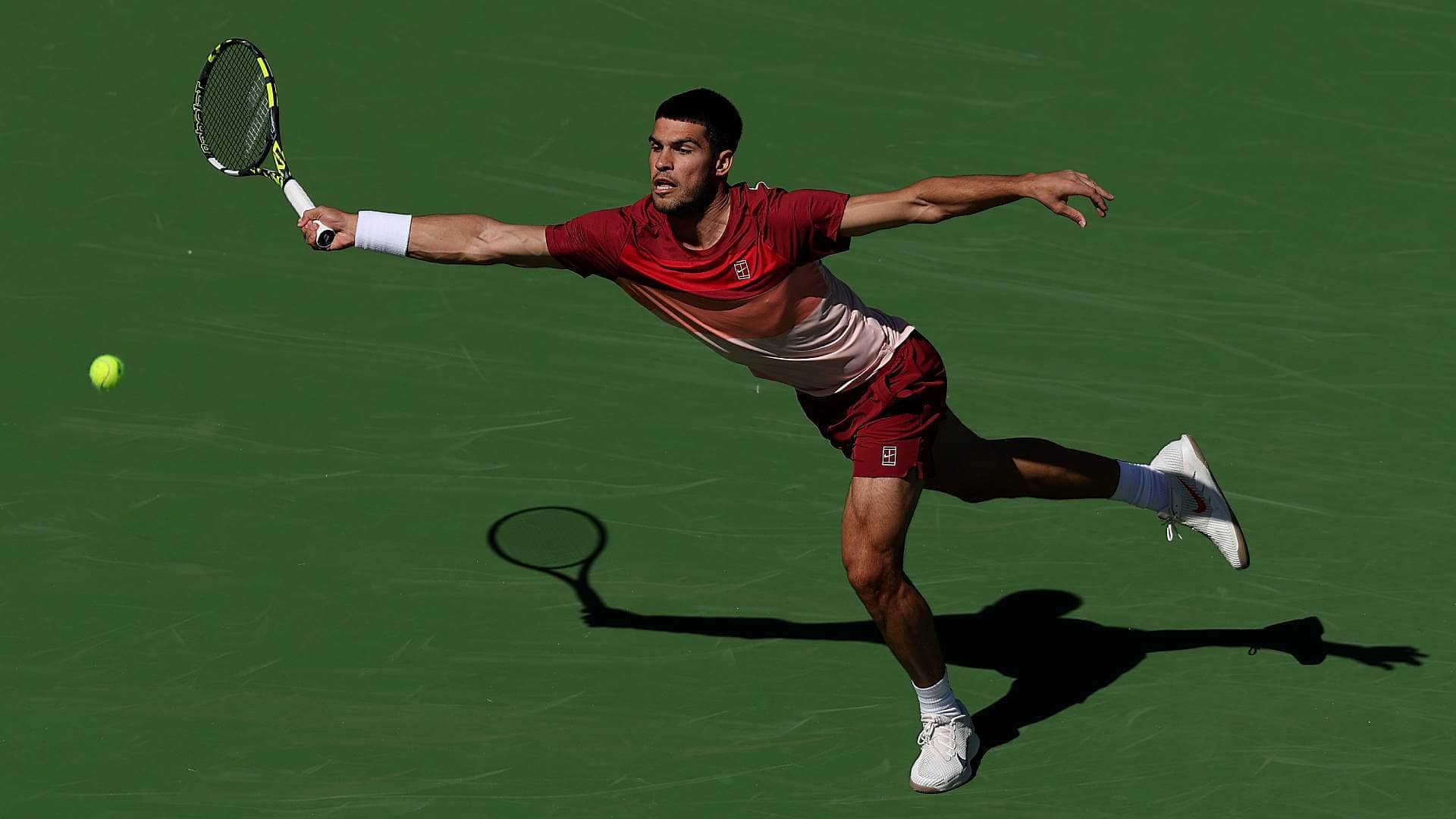 Alcaraz, durante su estreno en Indian Wells.