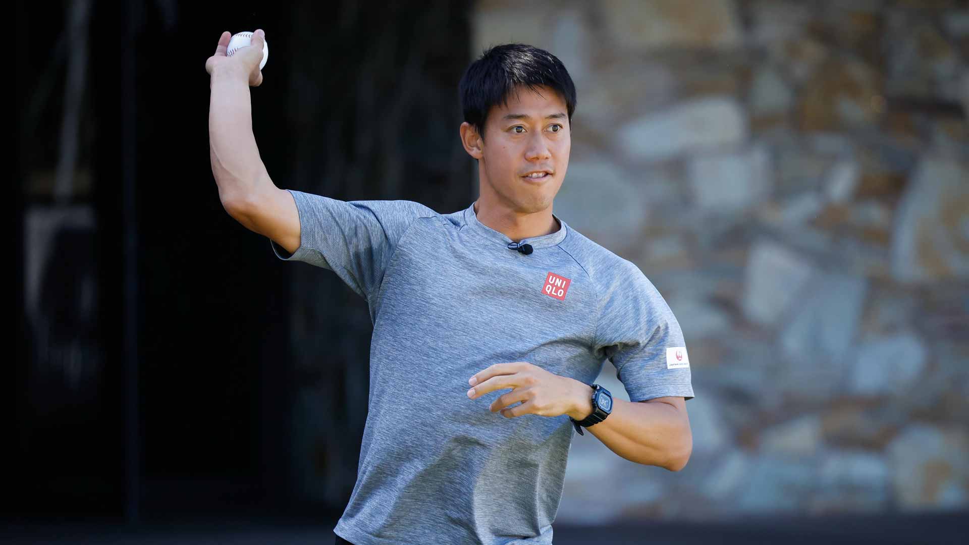 <a href='https://www.atptour.com/en/players/kei-nishikori/n552/overview'>Kei Nishikori</a> during media day at the <a href='https://www.atptour.com/en/scores/archive/phoenix/9167/2025/results'>Arizona Tennis Classic</a>.