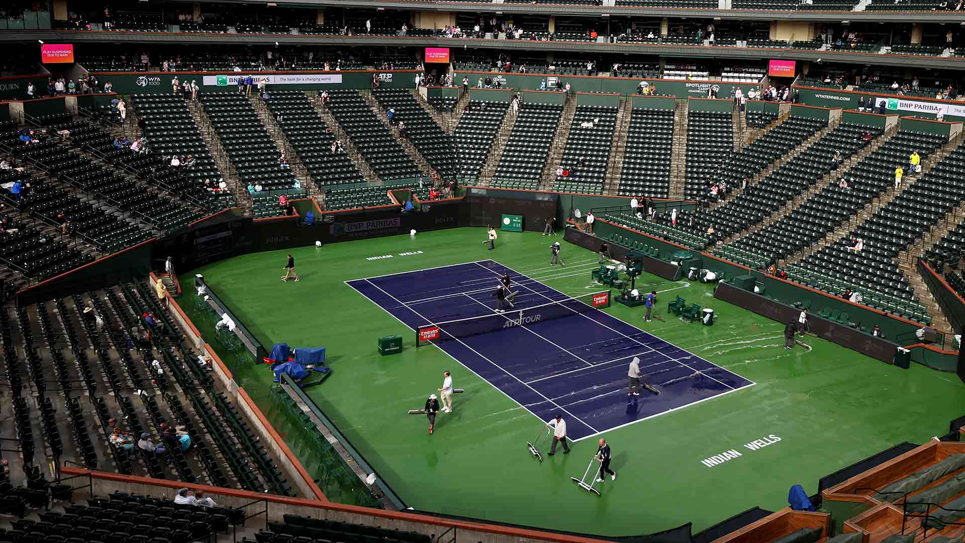 Rain has suspended play in Indian Wells.