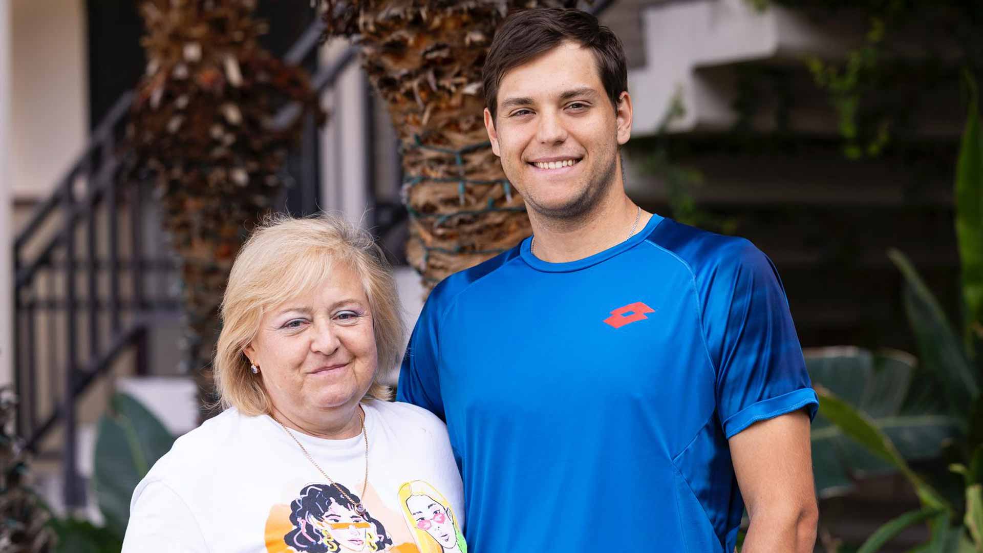 Pavel Kotov with his mother Liliya at the Arizona Tennis Classic.