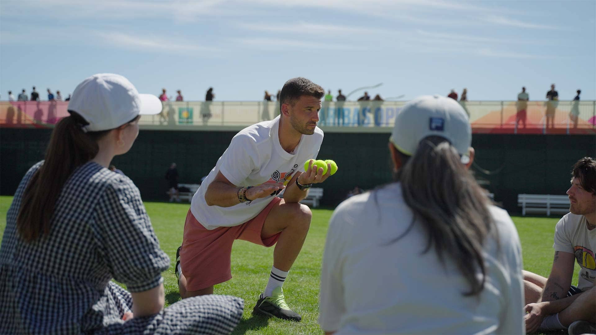 Grigor Dimitrov shares his knowledge in Indian Wells.