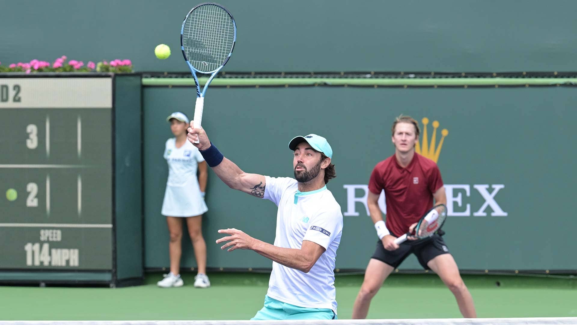 Jordan Thompson and Sebastian Korda in action in Indian Wells.