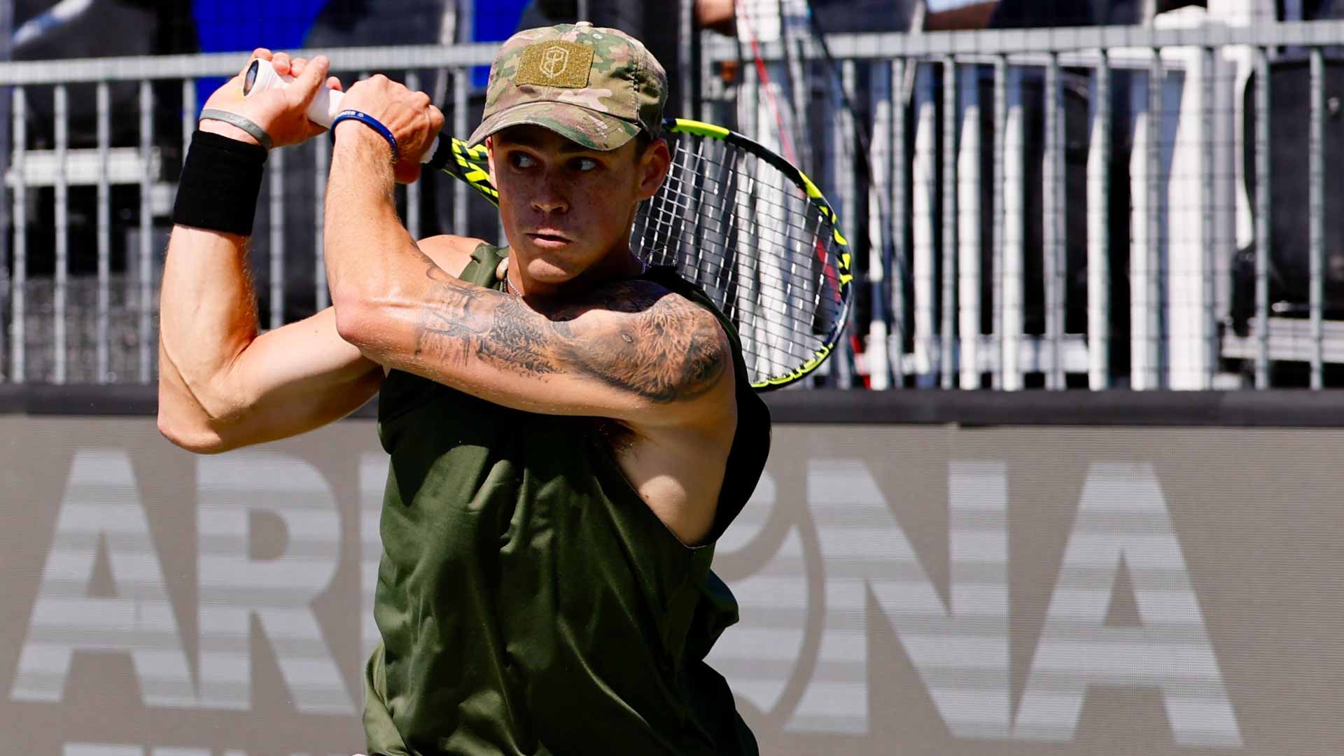 Colton Smith during Arizona Tennis Classic action Tuesday.