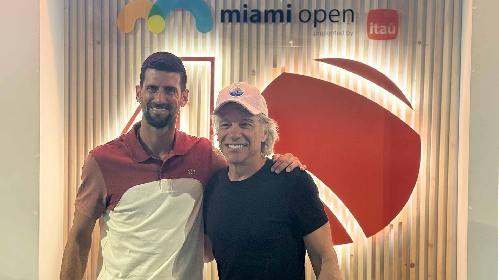 Novak Djokovic with Jon Bon Jovi in Miami.